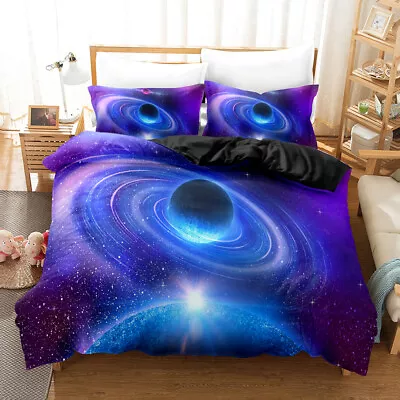$16.78 • Buy Blue Galaxy Planet Doona Duvet Quilt Cover Bedding Set Pillowcase Single Queen