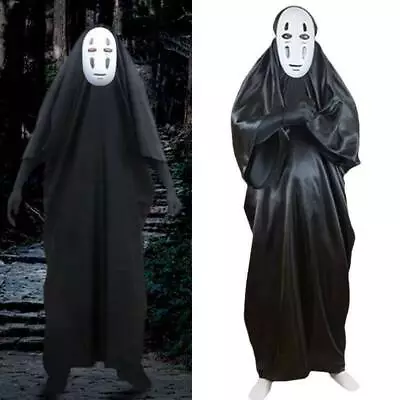 Men Spirited Away No Face Fancy Dress Party Cosplay Costume With Mask Gloves Uk • £19.56