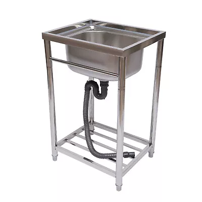 Freestanding Laundry Single Sink Utility Kitchen Wash Bowl Basin Stainless Steel • $95