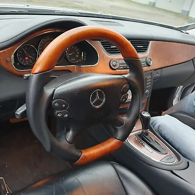 Wooden Steering Wheel AMG Mercedes W209 W211 MoPf W219 W230 W463 Leather Steering Wheel Wooden Steering Wheel • $908.52