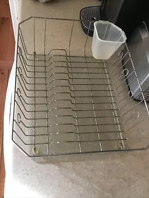 Rustic Vintage Antique Wire Dish Drainer Drying Rack With Utensil Cup BOHO GenX • $22.40