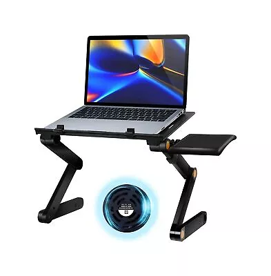 Adjustable Laptop Stand With Fan Lazy Lap Sofa Bed PC Notebook Desk Table Tray • £21.99