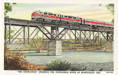 Monon Railroad / The Streamlined Tippecanoe / 1948 Linen Advertising Postcard • $9.99