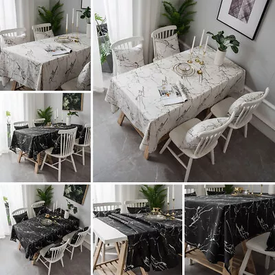 $27.12 • Buy Tablecloth Marble Cotton Linen Rectangle Dining Table Cover Party Cloth Cover