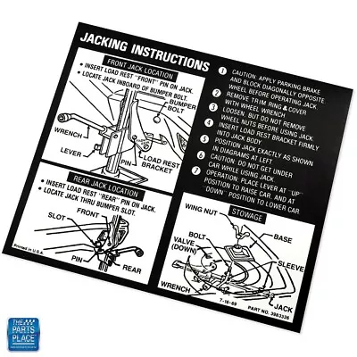 1970 Chevelle Malibu Late Jack Instruction Decal Sedan Convertible DC0507 EA • $39.29