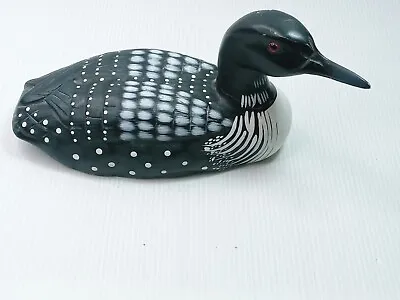 Vtg Down East Duck Decoy Common Loon Solid Wood Made In Ellsworth Maine • $129.99
