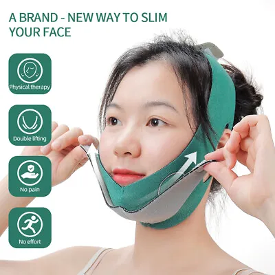 Face V-Line Slim Lift Up Mask Chin Cheek Slimming Belt Strap Band Beauty Tool • £3.18