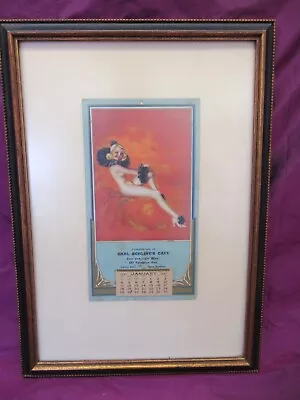 Vintage 1942 Pinup Girl Advertising Calendar - Earl Shines Cafe - FRAMED • $100