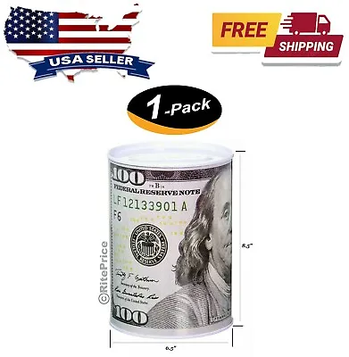 Ben Franklin $100 Bill Money Tin Bank 8.5  Coin Money Saving Large Piggy  - New • $14.49
