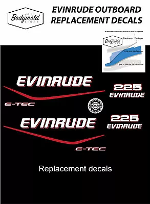 EVINRUDE  E-TEC 225hp Outboard Replacement Decals • $62.28