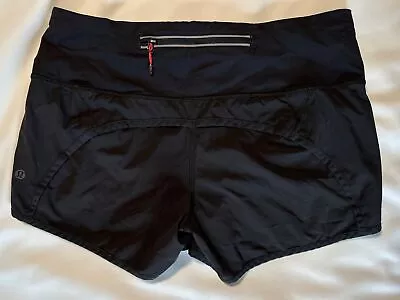 EUC🌟Lululemon Run Times Speed Short *Block-It Pocket 4  Size 6 Black Lined • $20.50