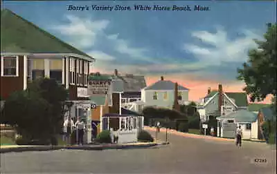 White Horse Beach Mass MA Barry's Variety Store Linen Vintage Postcard • $12.69