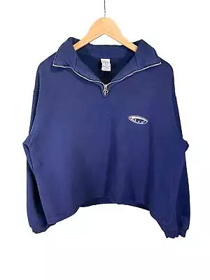 Vintage Z Cavaricci Cropped Blue Quarter Zip Sweater Size XL • $30