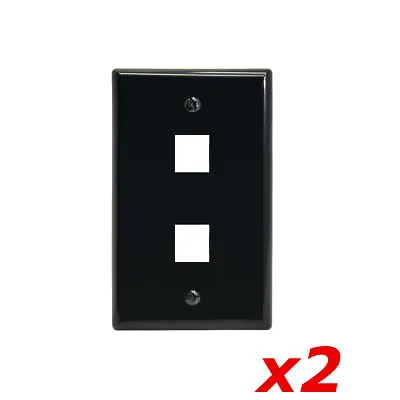 2 Pack Lot - Keystone 2 Hole Port Jack Wall Face Plate Network CAT6 HDMI Black • $6.07