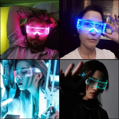 £8.98 • Buy Colorful Light Up Glasses LED Luminous Goggles Visor Neon Rave Party DJ Clubbing