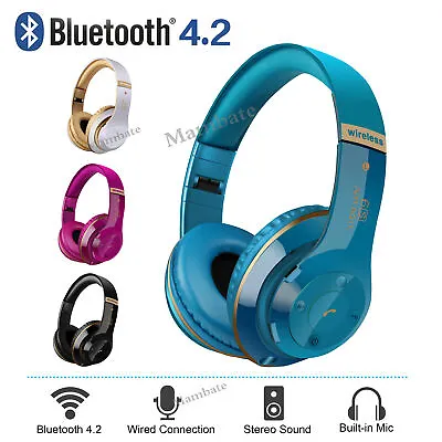 $23.99 • Buy Bluetooth Headset Wireless Noise Cancelling Over Ear With Microphone Headphone