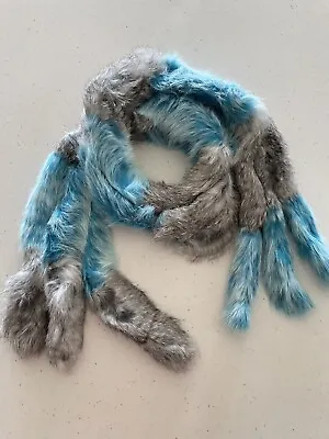 Codello Real Rabbit Fur Lapin Scarf Grey And Blue New • $16