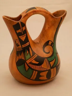 Vintage R.Galvan Mexican Mexico Signed Pottery Vase Wedding Vase 5.5  Tall • $28.50