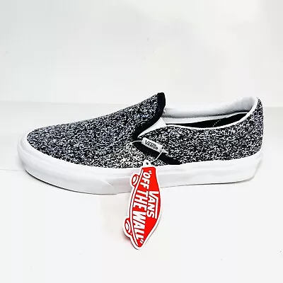 Vans Classic Slip On Sneakers Women’s 7 Black/Purple Glitter Party  NIB • $111