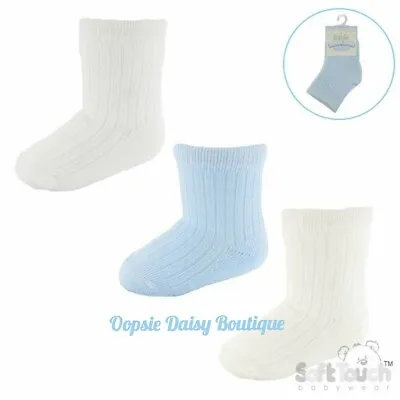 Baby Socks Boys 3 Pairs Pack Ribbed Socks • £3.99