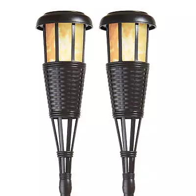 Solar Flickering LED Island Torches  Flame Outdoor Landscape Lighting • $39.99