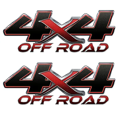4x4 Carbon Black Red OFF ROAD 2 Pack Decal Vinyl Sticker Chevy GMC Truck FE411 • $19.99