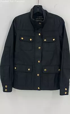 J. Crew Womens Black Cotton Pockets Long Sleeve Full Zip Utility Jacket Size XS • $24.99