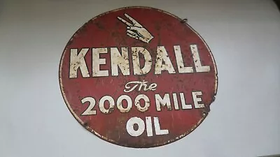 Vintage Kendall The 2000 Mile Oil Sign Patina Double Sided 24  Advertising • $599.99