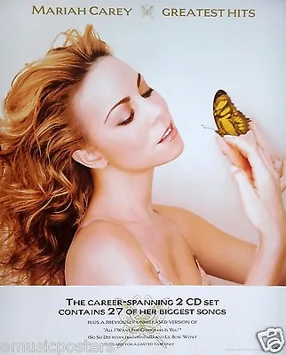 MARIAH CAREY  GREATEST HITS  U.S. PROMO POSTER - Butterfly On Mariah's Finger • $18.18