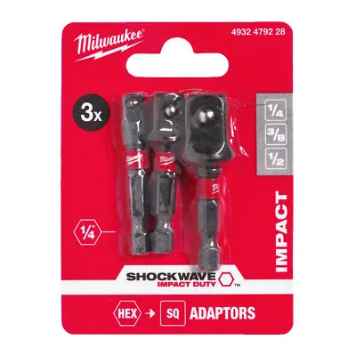 £8.95 • Buy Milwaukee 4932479228 Shockwave Impact Duty Socket Adaptor 3pc Set Drill/Impact