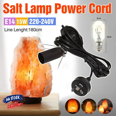 Himalayan Salt Lamp Dimmer Power Cord 1.8m Cable With FREE E14 15W Dimmable Bulb • $12.68