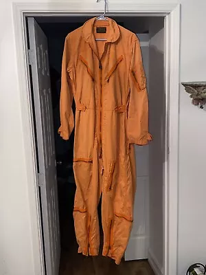 Vintage 1960 Flight Suit Orange Coveralls Jumpsuit US Military USAF Medium • $259.99