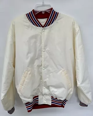 Vintage Game Sportswear Ltd. White USA Bomber Jacket Men’s Size XL • $28