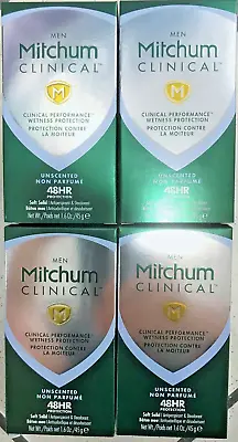 4 MITCHUM MEN CLINICAL MEN UNSCENTED SOFT SOLID ANTIPERSPIRANT DEODORANT 1.6oz • $64.99