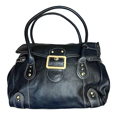 Maxx New York Black Pebbled Leather Large Handbag Purse Magnetic Closure • $19.70