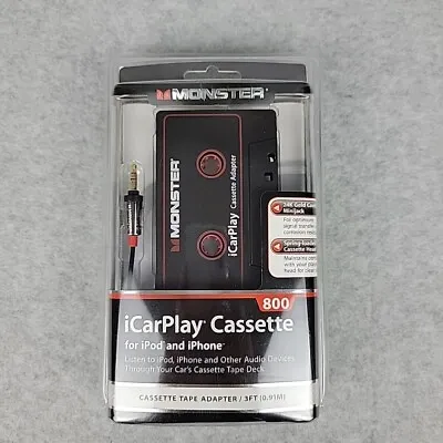 Monster Cassette Tape Adapter 3ft ICarPlay 800 For IPod IPhone Factory Sealed • $19.99