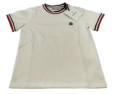 NEW Moncler Kids Unisex Tipped Tee T-Shirt White Size 12A NWT FREE Shipping • $62.99