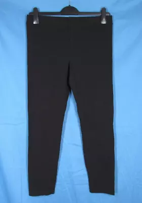 J. CREW Women's SOLID BLACK Stretch Jersey Knit CROPPED Everyday Leggings Sz L • $8.40