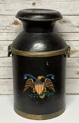 Vintage Farm Milk Can Painted Double American Eagle Large Heavy • $120