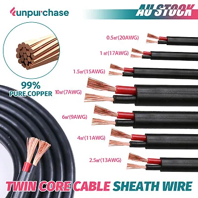 Twin Core Wire Copper Conduction Auto Marine Solar Battery Starter Cable 12V/24V • $12.99