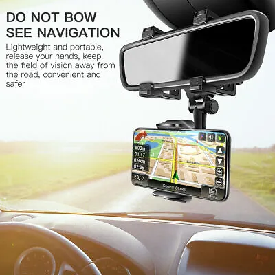 $7.64 • Buy Universal 360 Rotation Car Rear View Mirror Mount Stand GPS Cell Phone Holder US