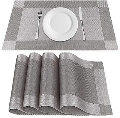 $7.60 • Buy NEW Set Of 4 PVC Placemats Non-Slip Heat Resistant Cloth Dining Table Place Mats