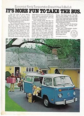 Original 1978 Blue Volkswagen VW Bus Print Ad ~ More Fun To Take The Bus. • $13.99