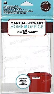 Martha Stewart Home Office 3-3/4 X 7/8 Weatherproof Outdoor Labels 36Pk 72434 • $9.85