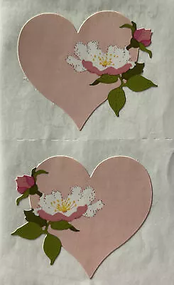 PINK HEART WITH FLOWERS Stickers(2pc)Mrs.Grossman’s •Valentine•Wedding•￼Bouquet• • $2.69