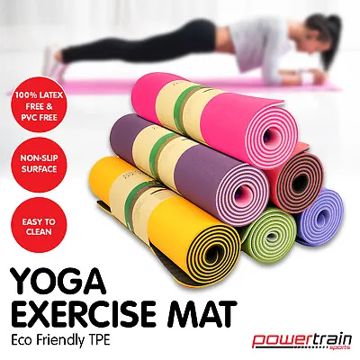 New TPE Yoga Exercise Mat Eco Friendly Home Gym Pilates Floor Fitness 8mm Thick • $49