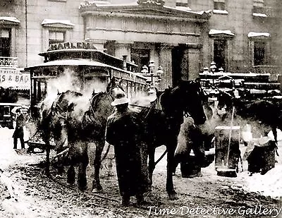 Horse-drawn Streetcar Harlem New York - 1892 - Historic Photo Print • $7.50