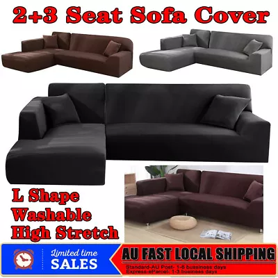 3+2 Seat High Stretch Sofa Cover Couch L Shape Lounge Protector Slipcovers Couch • $35.89