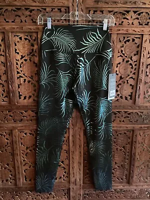 GLYDER Women's High Power Evergreen Legging Black Palm Print Metallic Green S • $17