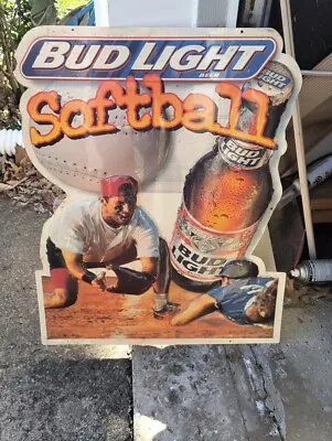 Rare Bud Light Beer Embossed Plastic Bar Sign Baseball Man Cave Advertising Keg • $19